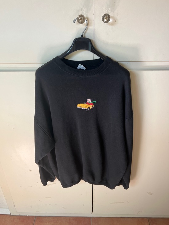 Other - Men's Black Crewneck Sweater with Betty Boop Embroidery